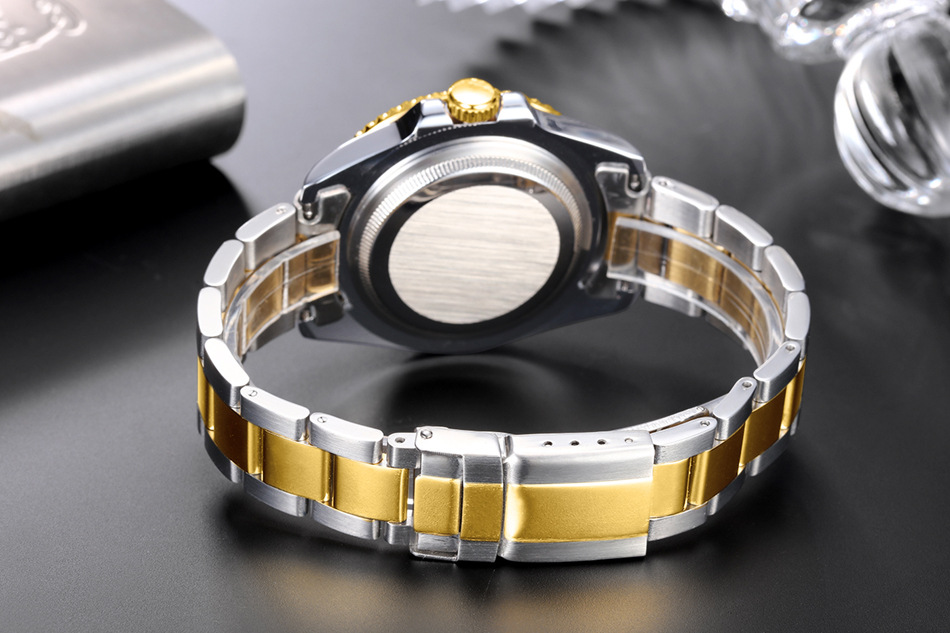 Montre automatique mécanique pour homme avec bande d'acier solide et lumineuse, entièrement en acier inoxydable, étanche, fantôme d'eau MONTRE AUTOMATIQUE_voghion.com