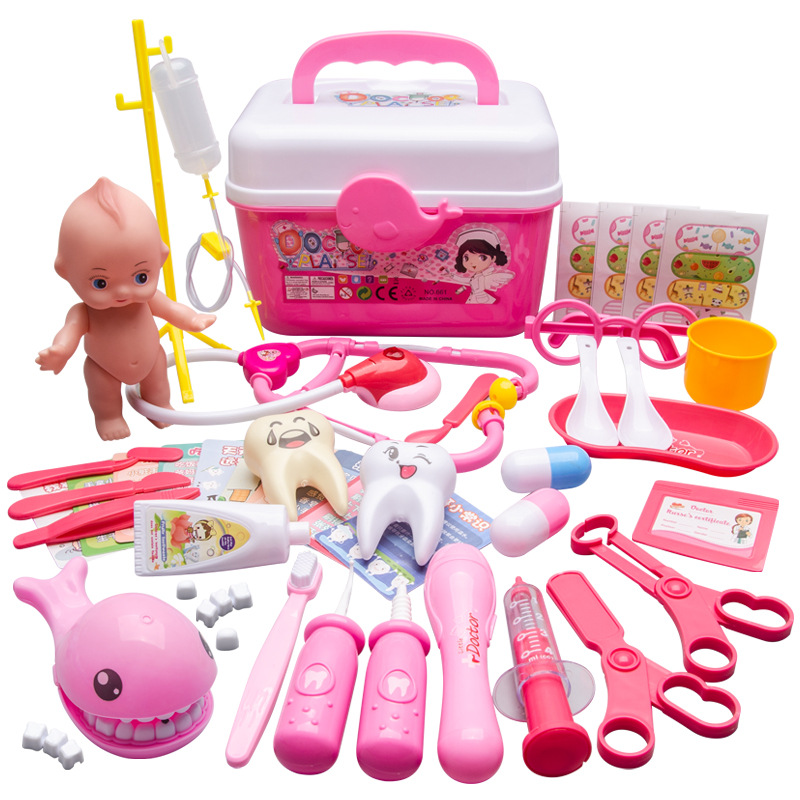 Children's Little Doctor Toy Set Girls Play House Nurse Play Injection Stethoscope Medical Tools Medicine Box