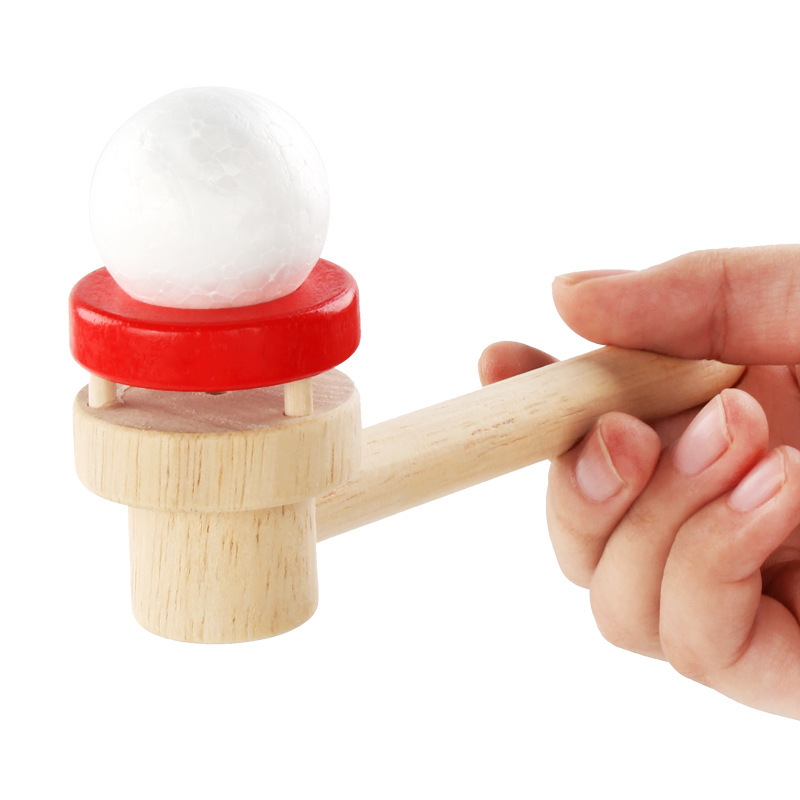 Factory Direct wooden ball blowing game suspended ball ball blowing device Children's year nostalgic educational toys stall hot sale
