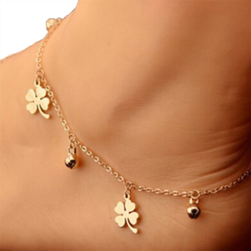 Japanese and Korean-style anklet beautiful grass three bells anklet AliExpress best-selling foot accessories