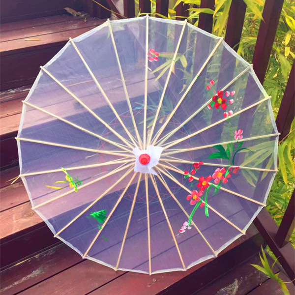 Shiny Fabric Transparent Silk Silk Umbrella Dancing Umbrella Craft Performance Props Oil Paper Umbrella Decorative Umbrella Classical Flower