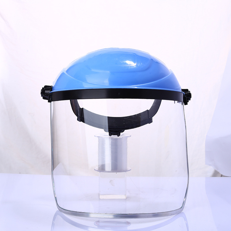 Old type labor protection PVC transparent mowing cap aluminum edging mask head-mounted pc protective helmet construction safety helmet