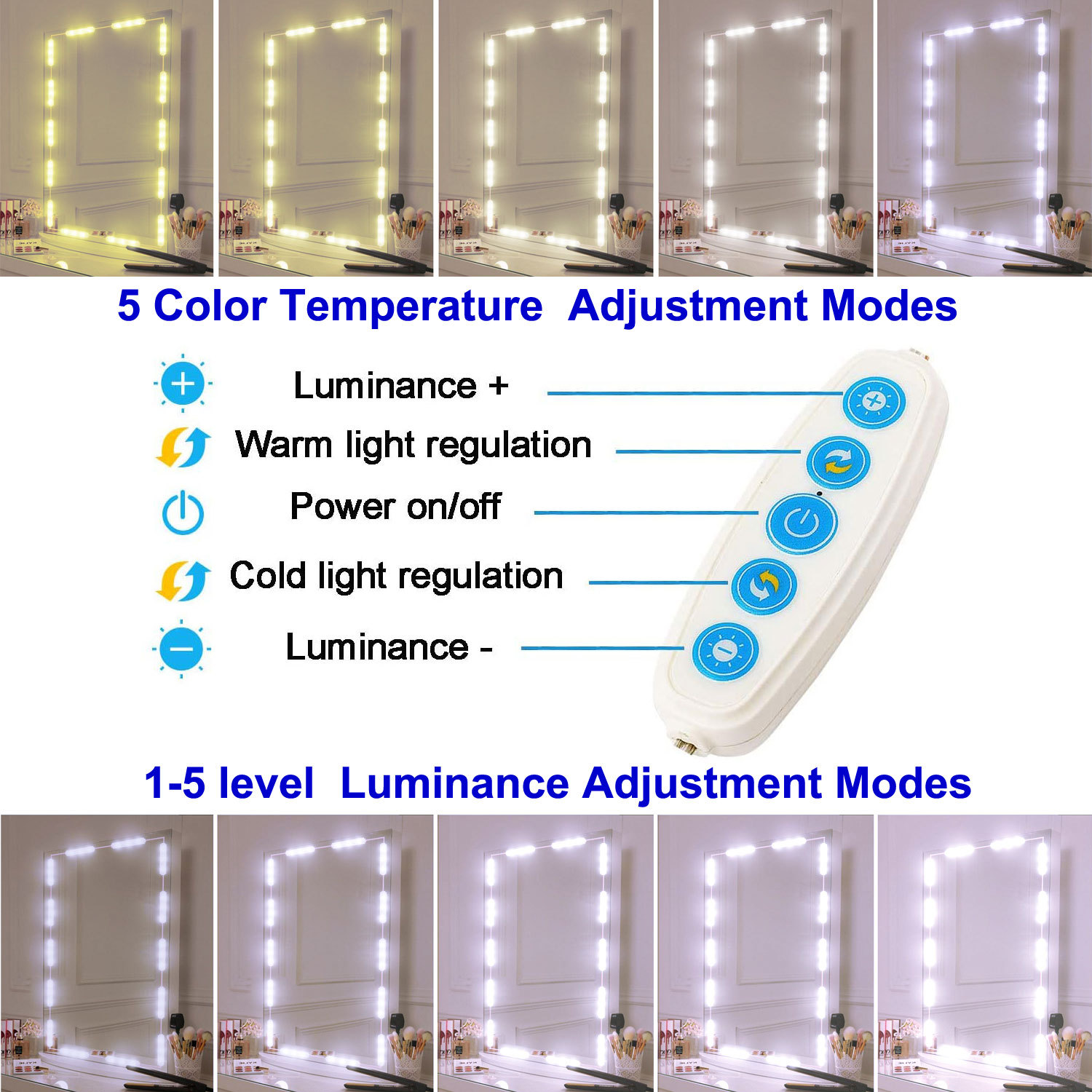 LED makeup mirror headlight module Hollywood dressing table light bar DIY makeup mirror bulb USB mirror strip