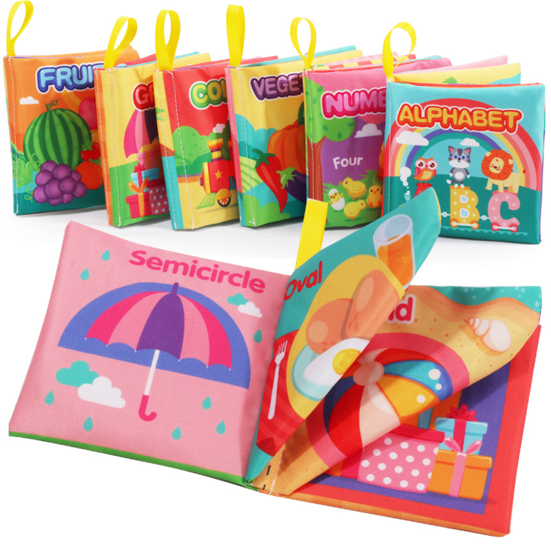 Cross-border three-dimensional baby cloth book early education cognitive toys English shape Palm book Enlightenment with ringing paper children's toys