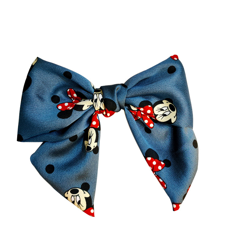 2021 New Style Wide-brimmed Mickey Bow Hairpin Japanese and Korean Style All-match Fabric Top Clip Spring Clip Cute Hair Accessories for Women