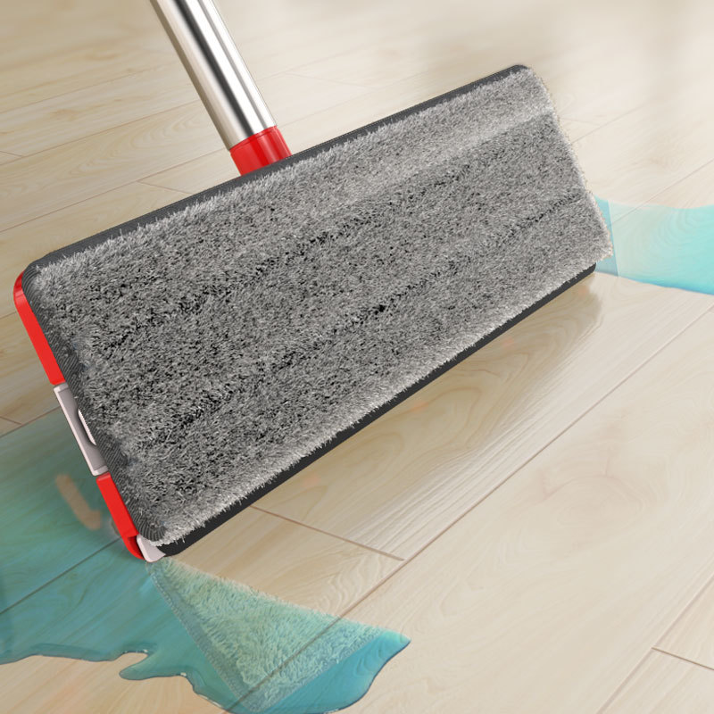 New Red Large Panel Lazy Mop Home Wooden Wooden and Dry Dual-Use Hand-Washable Flat Mop