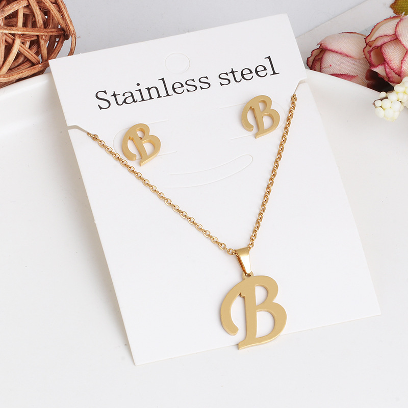 2024 new stainless steel pendant 26 English letter necklace European and American fashion jewelry does not fade spot wholesale