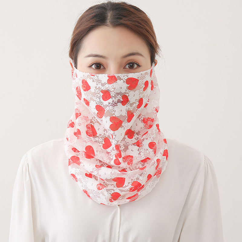 Lace Scarf Scarf Women's Pullover Sunscreen Small Silk Scarf Fake Collar for Cervical Spine Protection Korean-style Multi-functional Breathable Thin