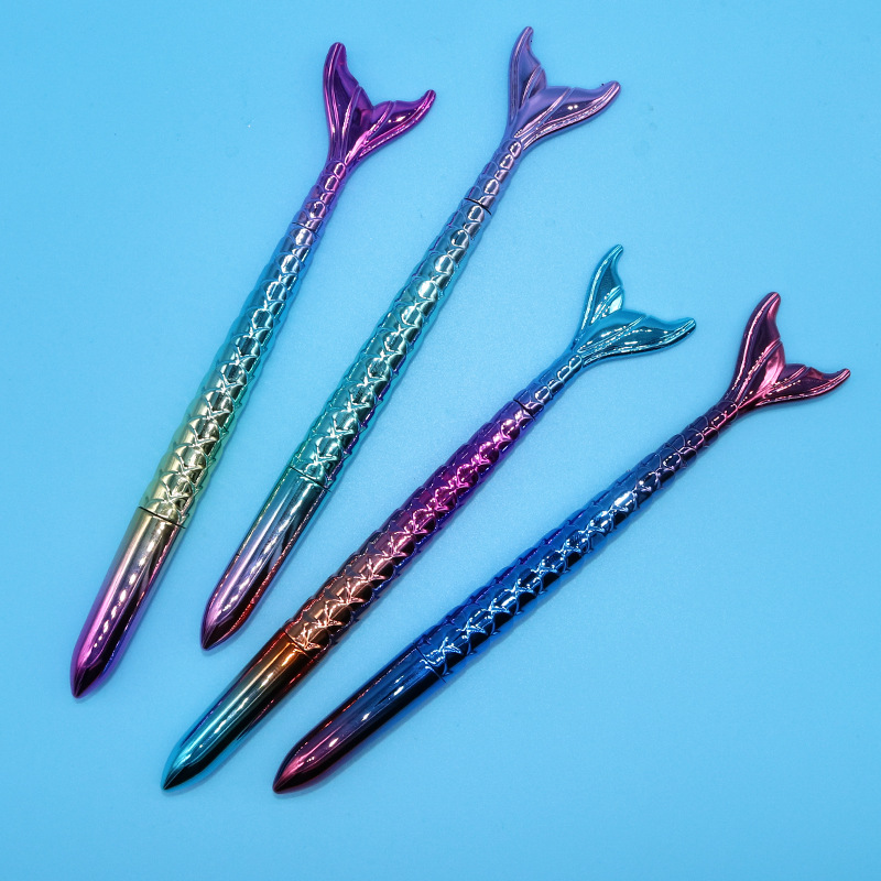 Creative cute cartoon mermaid shape gift ballpoint pen UV gradient fishtail student signature gel pen