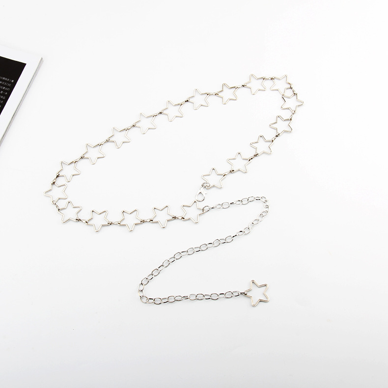 Women's Waist Chain Star Decoration Thin Belt Simple All-match Dress Fashion Waist Chain Small Belt Skirt In Stock_voghion.com