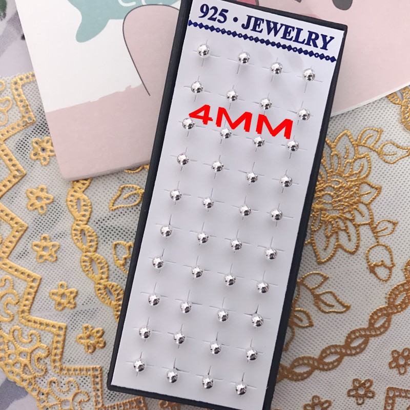 Jewelry Hot Sale Smooth Surface Earrings Boxed Alloy Gold Plated Silver Small Bean Gloss Ball Earrings Earrings