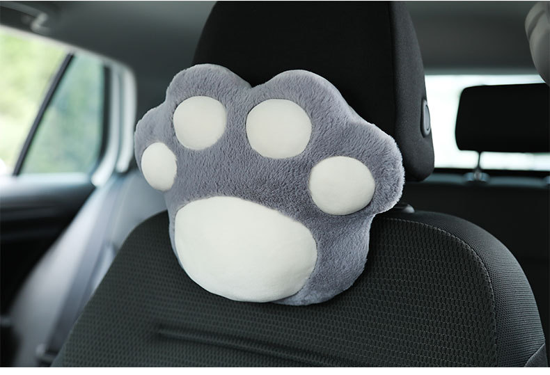 Car plush headrest cute cat claw car neck pillow back cushion fashion car female decoration supplies wholesale_voghion.com