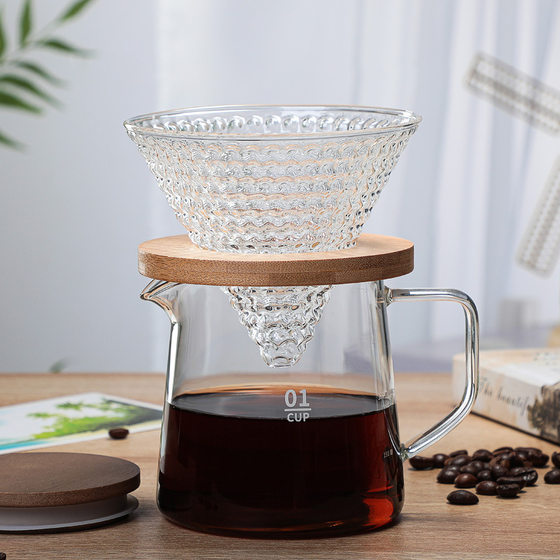 Wholesale High Borosilicate Glass Coffee Pot Coffee Set Glass Coffee Sharing Pot Home Acacia Wooden Lid Coffee Pot