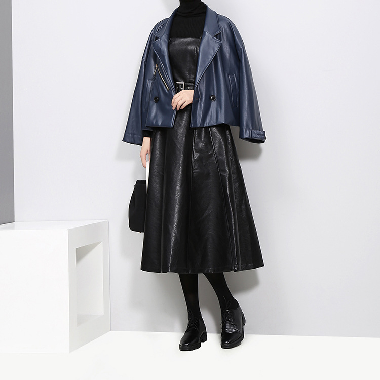 Quality 2021 Spring Light Mature Elegant French Style Elegant European and American Style Slim-fit PU Dress for Women