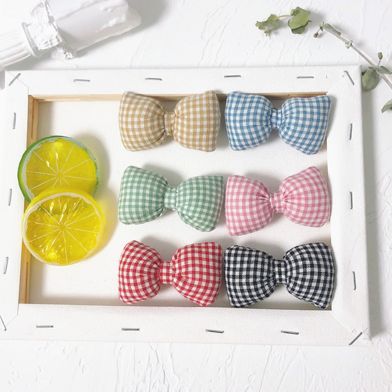 ins Popular Fabric Cotton Plaid Bow Accessories Hair Accessories Hairpin diy Accessories Clothes Baby Socks Decoration