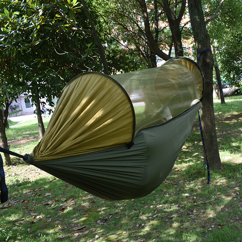 Automatic Quick Open Strut Outdoor Mosquito Net Hammock Removable Outdoor Anti-mosquito Anti-rollover Nylon Cloth Camping Hammock