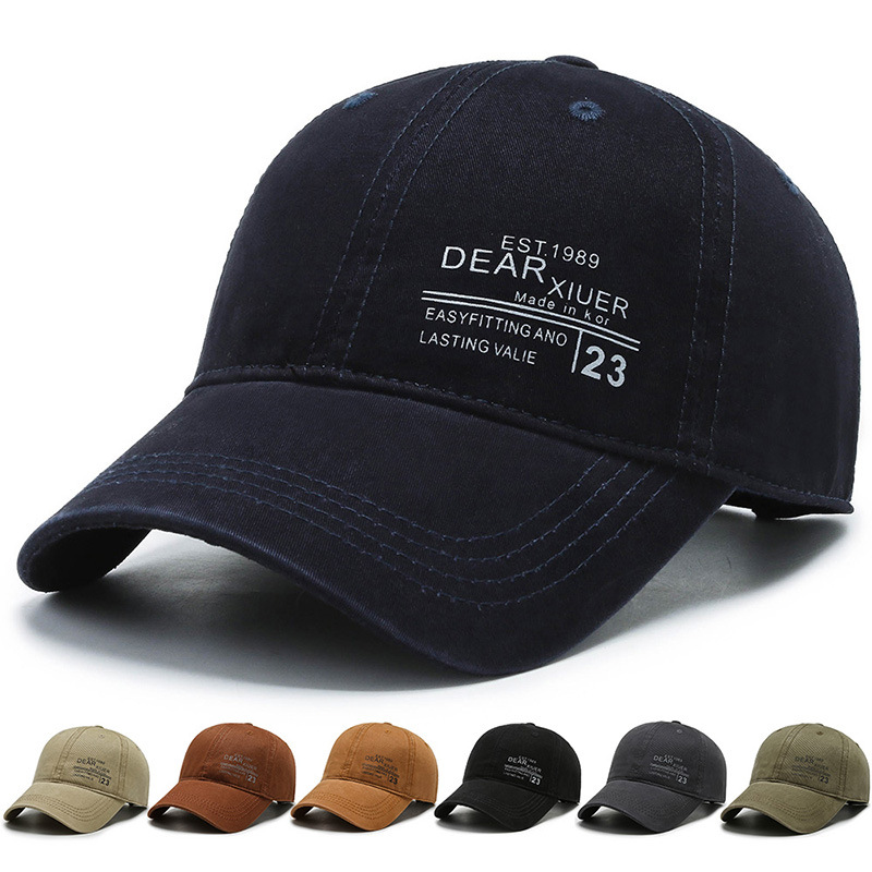 Hat Men's Trendy Women's Fashion All-match Spring and Summer Korean Style Washed Baseball Cap Digital Print Letter Women's Cap