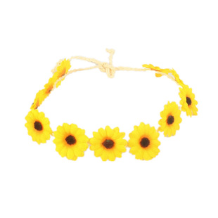 11 Small Sunflower wreath headdress small fresh simulation Daisy bohemian holiday braid hair band Female