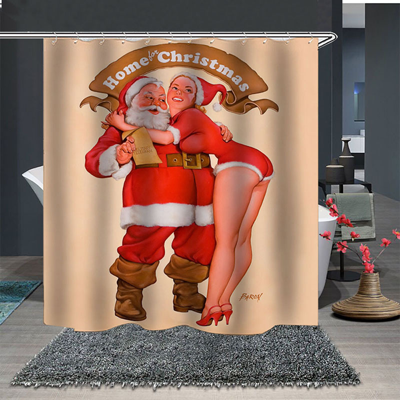 Direct supply cross-border hot Christmas 3D digital printing shower curtain partition curtain polyester waterproof mildew proof shower curtain a generation of hair