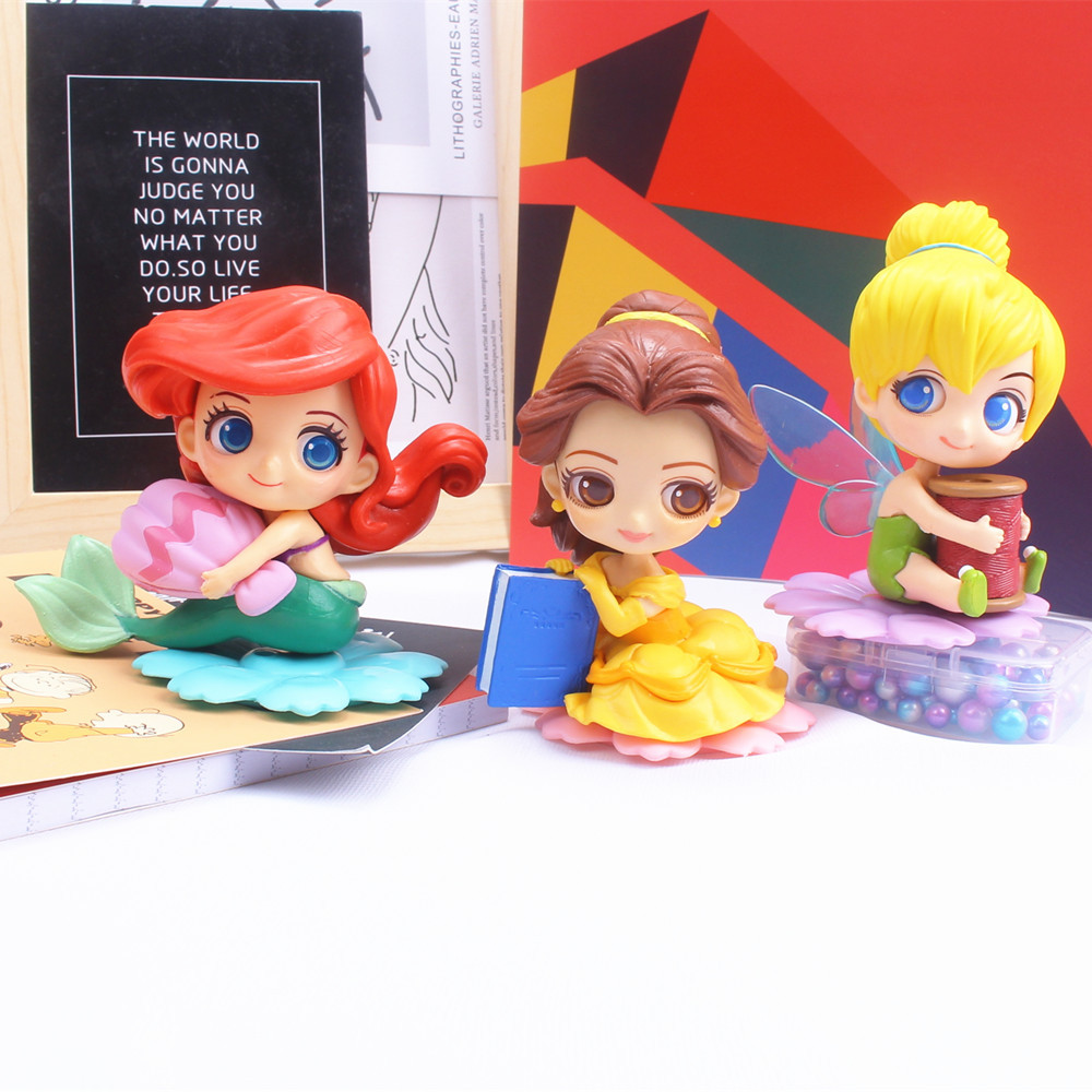Q version flower base cute petals Princess Snow White Mermaid Alice Cinderella doll cake decoration ornaments