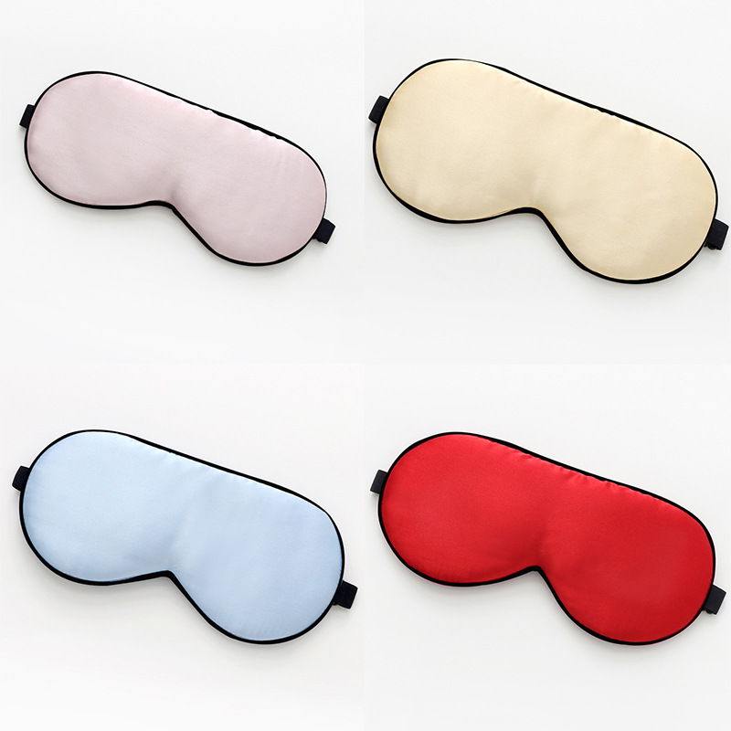 Silk Eye Mask Shading Sleep Double Side Solid Color Mulberry Silk Embroidery Printing Silk Eye Mask Wholesale