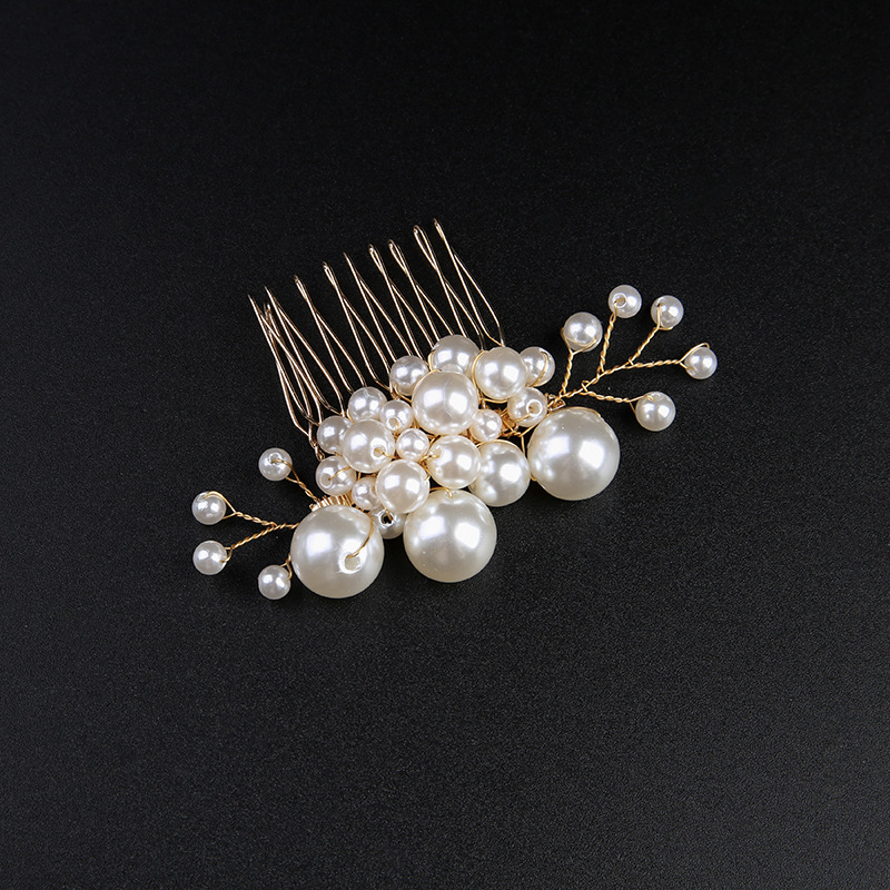 European and American Pearl Bride Headwear Red and White Pearl Hair Insert Wedding Jewelry Small Hairpin Wedding Dress Accessories Headwear Set