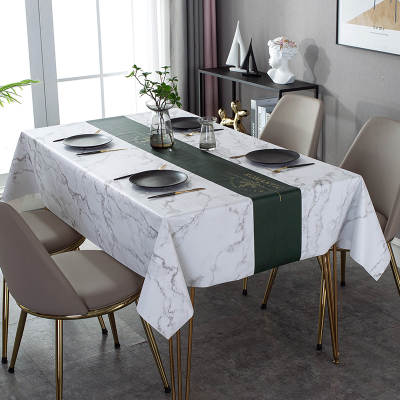 New Nordic Simple PU Tablecloth Oil-proof Waterproof Washable Tablecloth Household Leather Anti-scalding Table Mat Rectangular Tablecloth