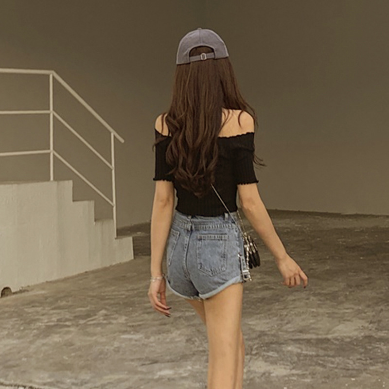 Knitted T-shirt Short-sleeved Women's 2023 Summer New Arrival Short Clothes Fashionable Elegant Slim-fit All-match Slim-fit Sexy Thin Top