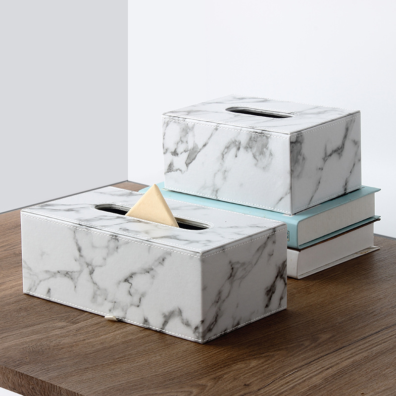 Nordic ins Home Marble Leather Tissue Box Creative Living Room Paper Box Creative Restaurant Napkin Paper Box
