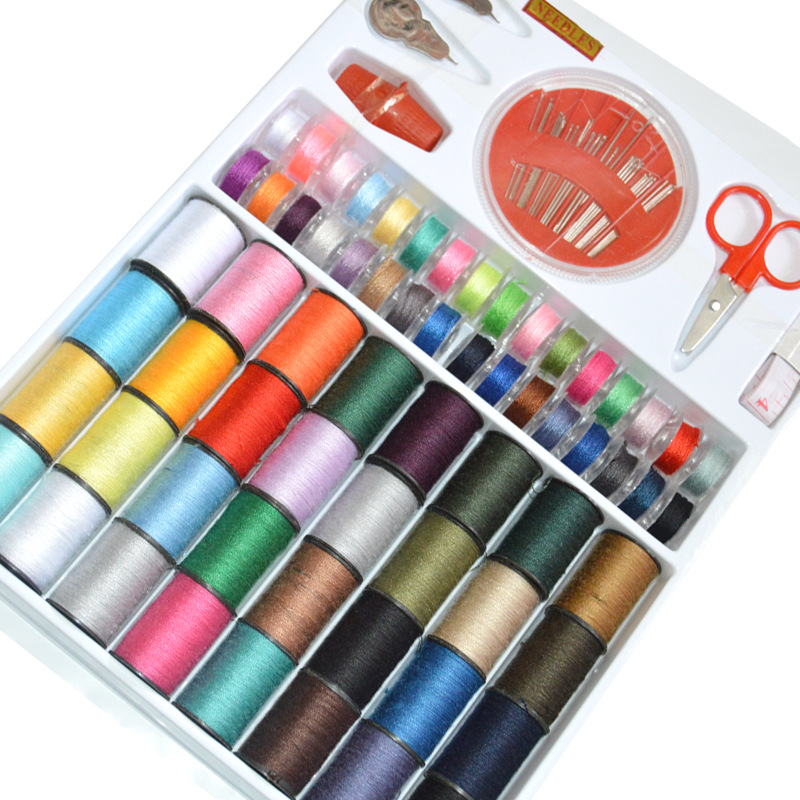 Color sewing machine thread (64 rolls) set sewing thread household multi-color set sewing box factory direct wholesale