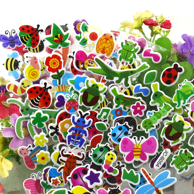 Factory direct children's stickers cartoon insect stickers cute 3D bubble stickers kindergarten reward stickers