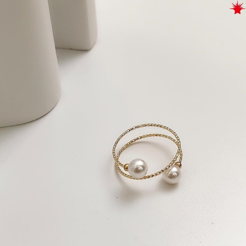 简约开口可调节珍珠戒指女时尚个性简约小指尾戒气质百搭指环饰品