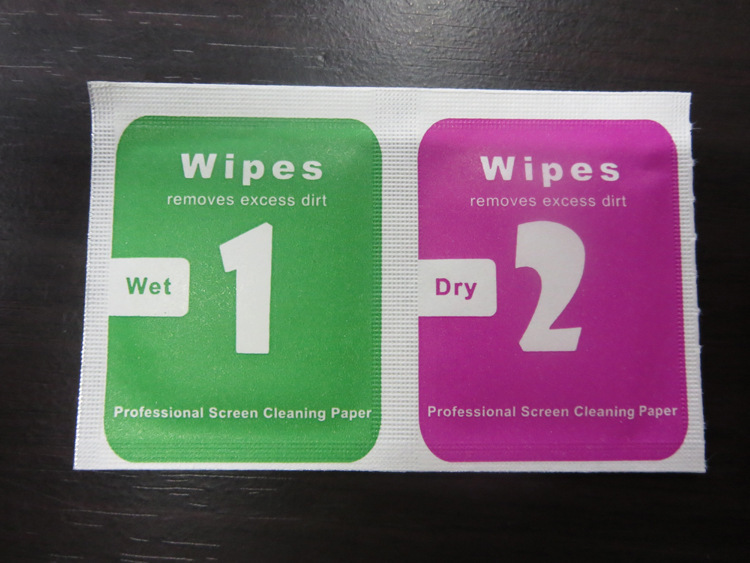 Dry and wet alcohol bag tempered glass film screen cleaning cloth 1+2 dry and wet bag cloth special dust removal paste
