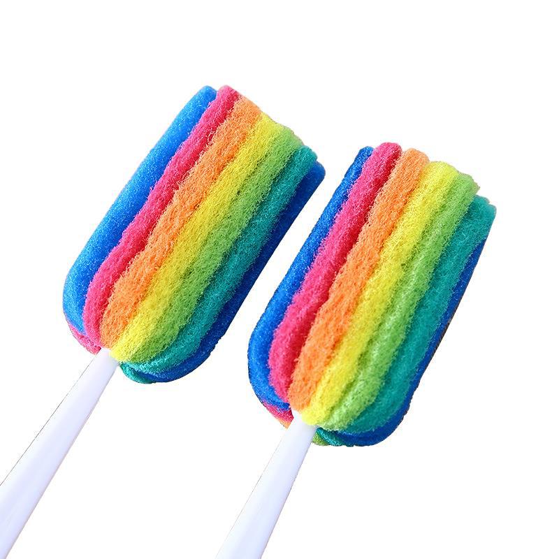 Creative colorful sponge long handle Cup brush cleaning brush milk bottle brush sponge brush Cup brush long bottle brush