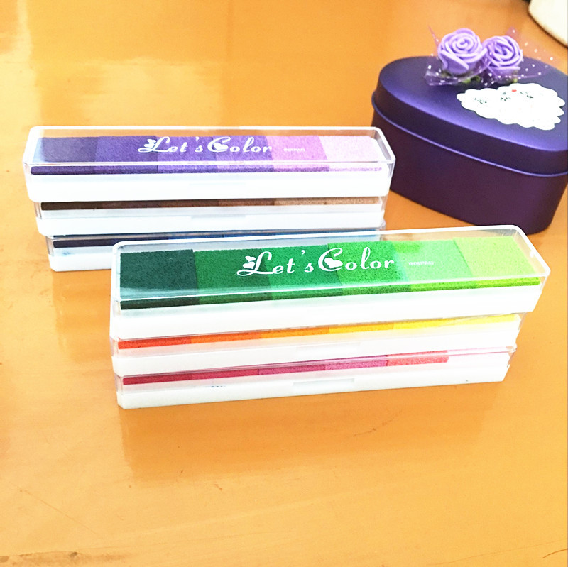 Candy Color Long Strip Gradient Color Inkpad Finger Painting Inkpad DIY Seal Accessories 6 Color Selection