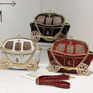 New Fashion Women's Bag Creative Shape Embroidered Carriage Bag Chain Bag Shoulder Crossbody Bag T16#