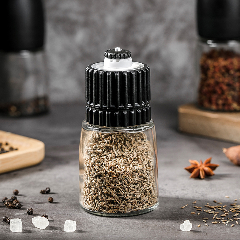 Glass Bottle grinder seasoning jar seasoning bottle black and white pepper pepper manual grinding kitchen supplies sea salt grinding