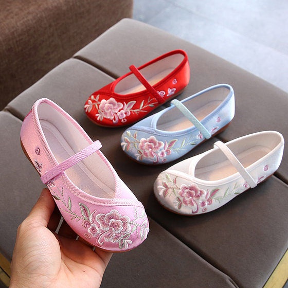New children's old Beijing cloth shoes girls' embroidered shoes baby handmade cloth shoes girls' ancient costume shoes Hanfu children's shoes
