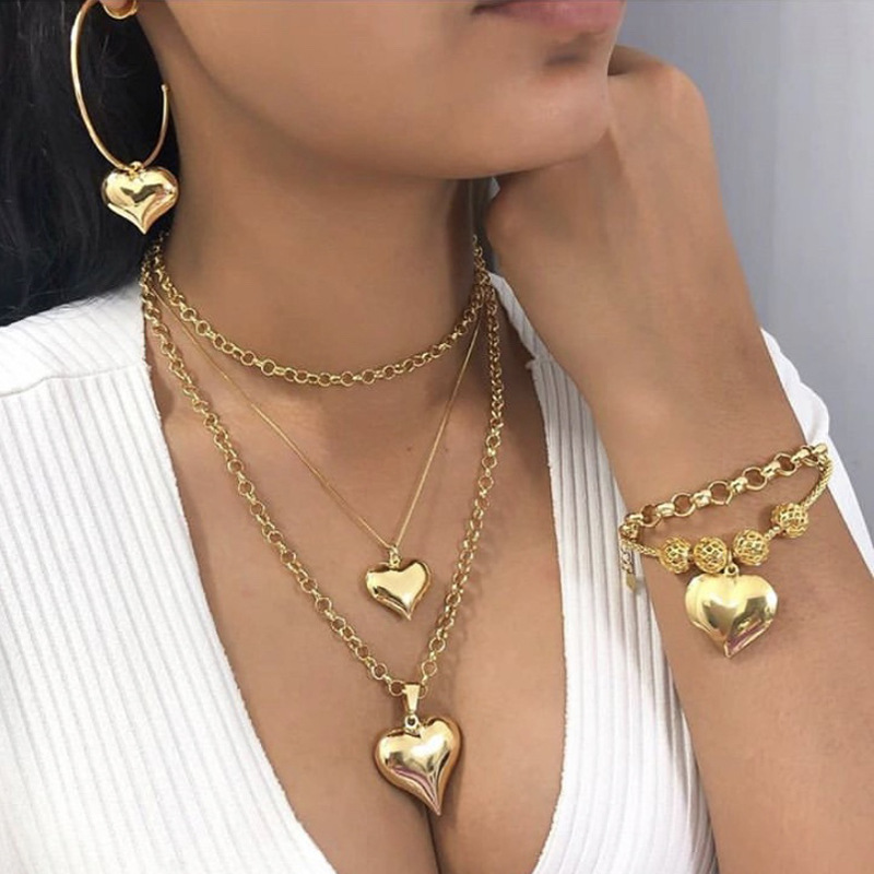 Europe and the United States cross-border jewelry love multi-layer necklace women's personality creative fashion jewelry INS clavicle chain N759