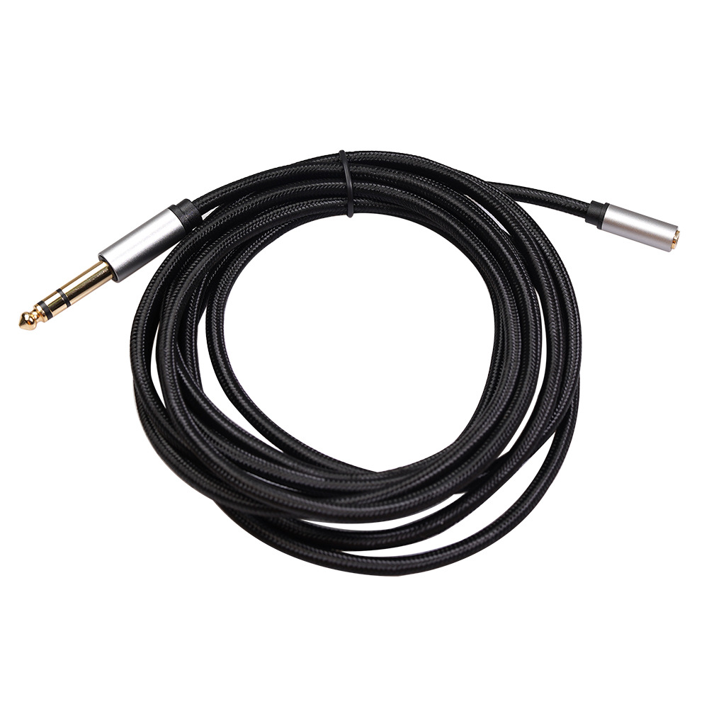 Aluminum foil braided 6.35 revolution 3.5 Bus Adapter line 3 meters braided outer mesh gray head black line manufacturers