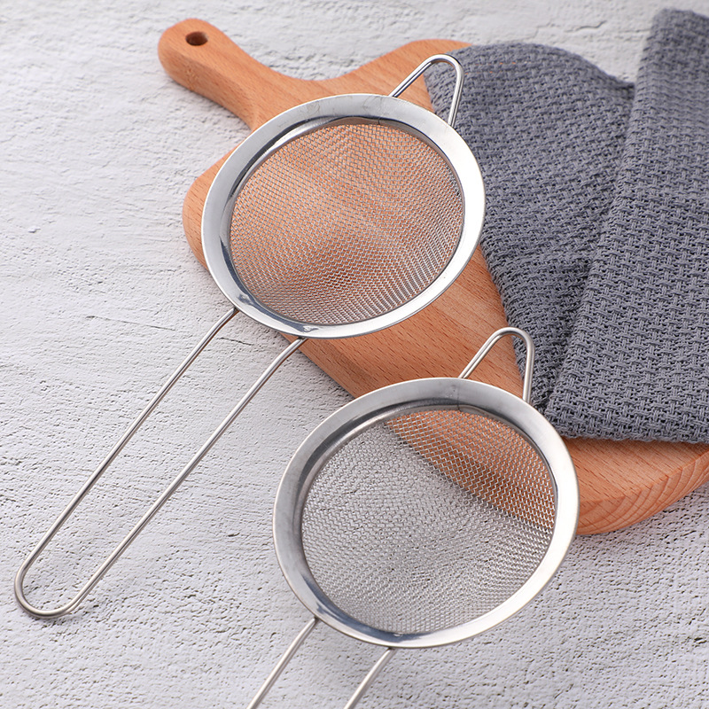 Stainless Steel Colander Kitchen Household Mesh Leakage Oil Fishing Spoon Soybean Milk Pointed Ear Mesh Leakage Flour Filter Mesh Sieve
