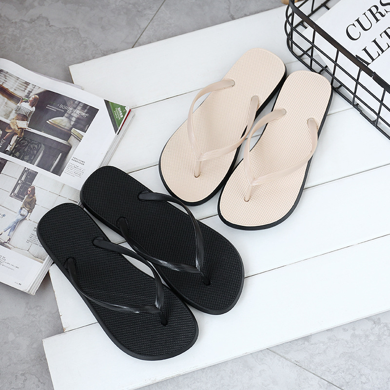 KHD Brand ins Summer New Couple Sandals and Slippers Outer Wear PVC Clip Slippers Non-slip Flip-flops Women's Trendy