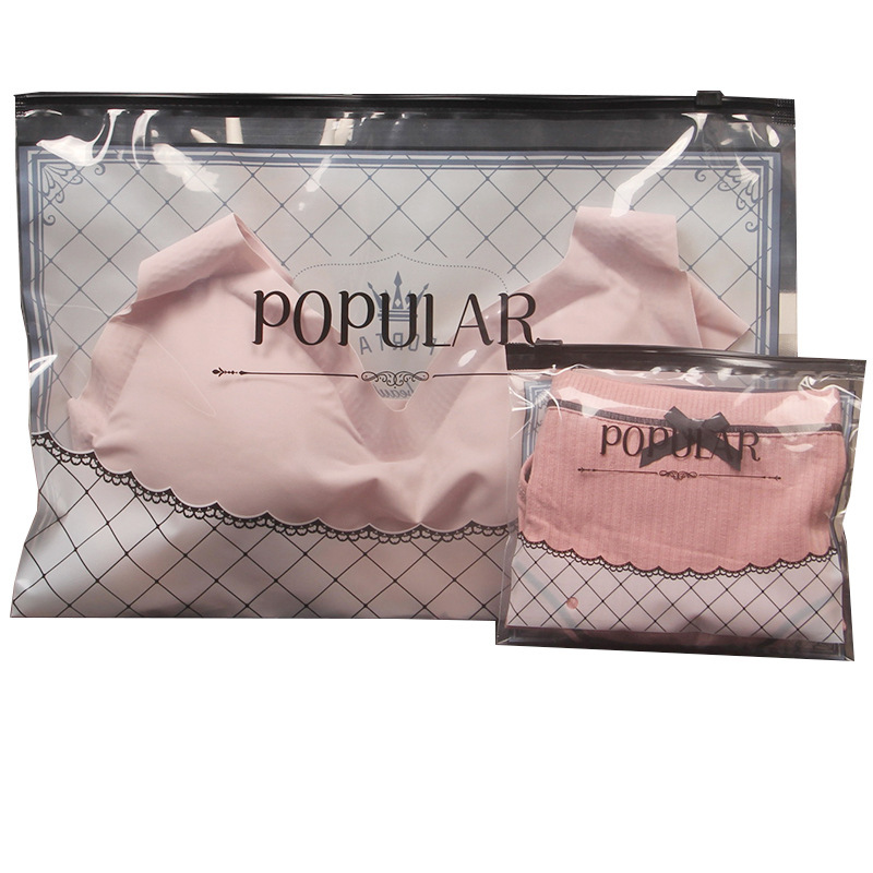 PE underwear bra packing bag leggings stockings leather pants transparent zipper bag T-shirt vest socks horizontal pull bag