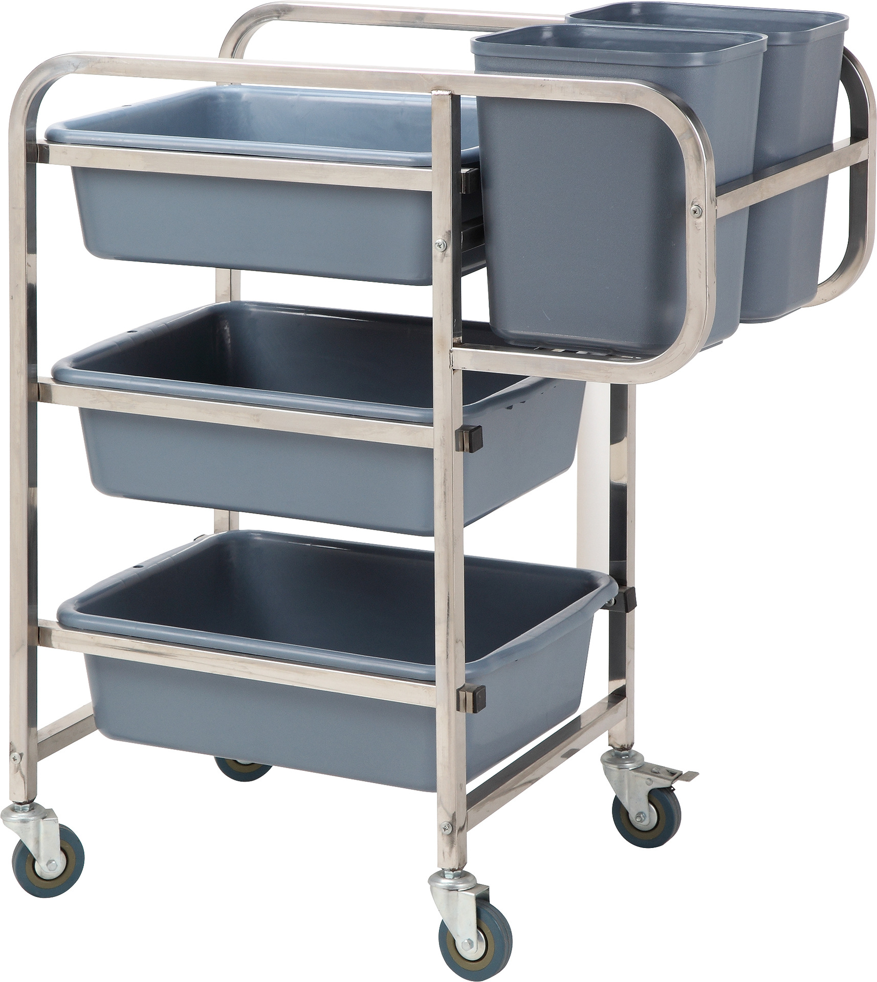 Hotel Hotel Dinner Plate Collection Car Three-Layer Stainless Steel Dining Car Round Tube Bent Foot Collection Cart Trolley