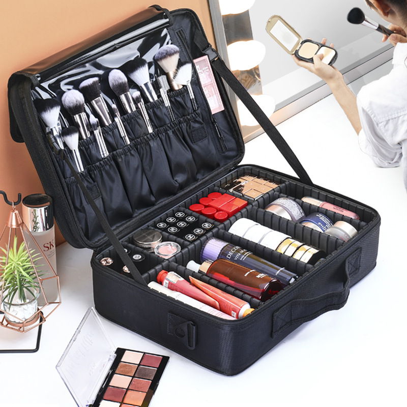 Large Capacity Storage Cosmetic Bag Portable Portable Travel Makeup Artist Makeup Bag Double Layer Cosmetic Case Wholesale