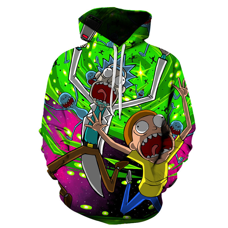 Cross-border foreign trade Rick and Morty digital printing sweater hooded men's sweater 3d digital printing sweater