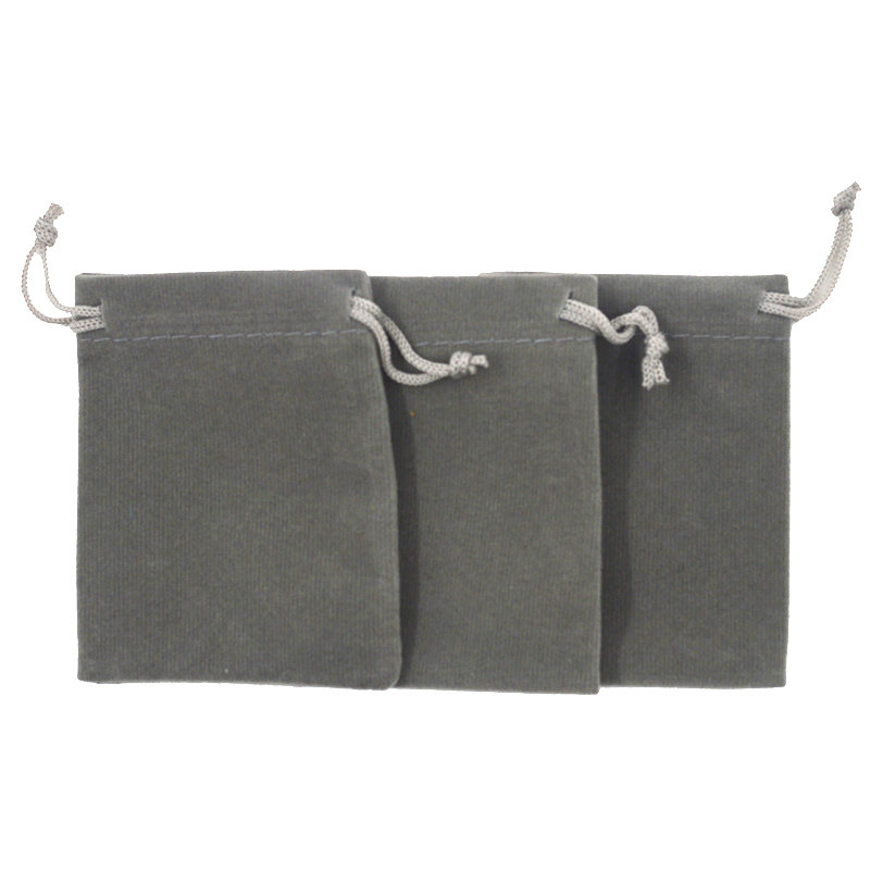 Grey Flannel Bag Drawstring Bag Flocking Headphone Storage Bag Jewelry Dust Bag Printable logo