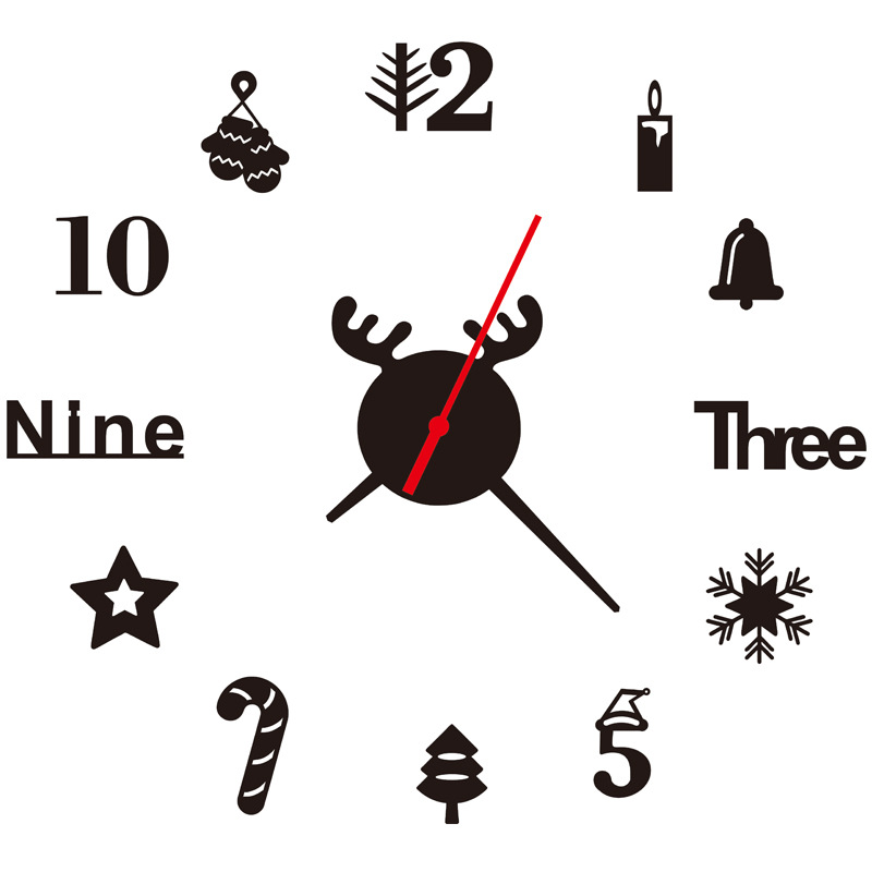 2020 New Foreign Trade Acrylic 3D Wall Clock DIY Living Room Bedroom Wall Background Decoration Christmas Original Style 