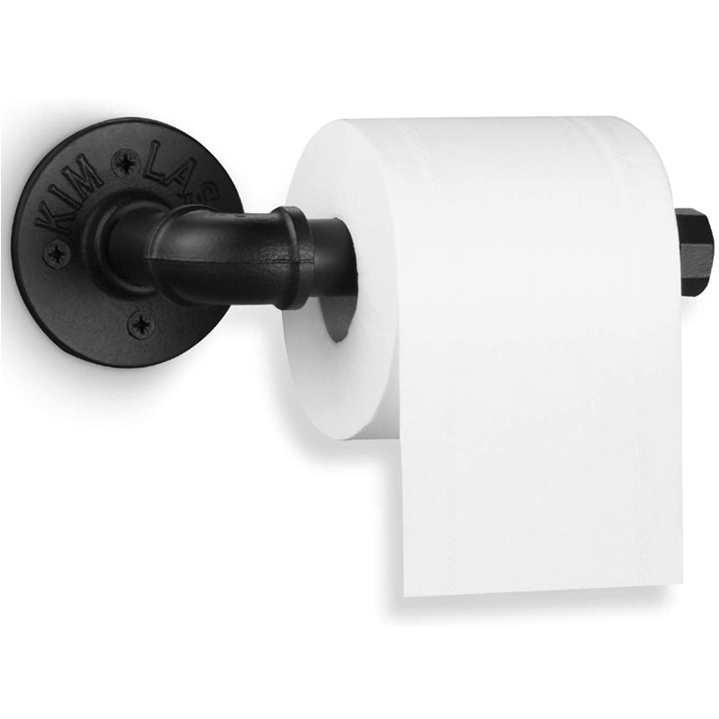 Retro style toilet paper holder industrial iron tube roll paper holder towel rack tissue holder black bathroom foreign trade cross-border hot sale