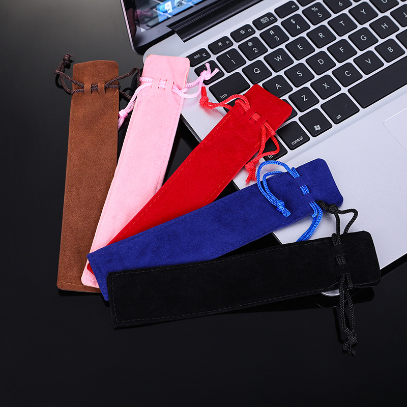 Crystal Pen Pen Bag Multicolor Double-sided Thickened Flannelette Bezel Pen Bag Gift Pen Packaging Bag for Bronzing logo